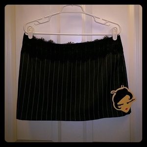 Black pinstripe mini skirt